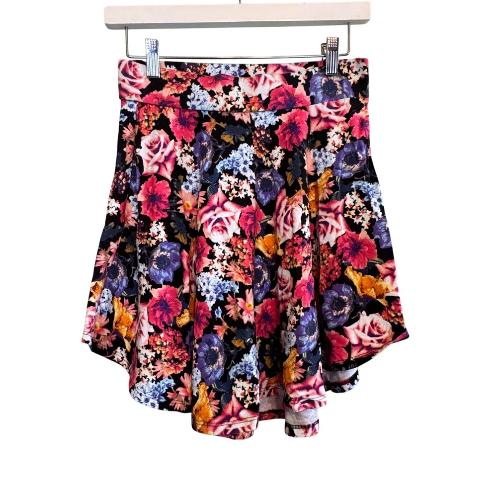 Ultra Teeze Womens Floral Boho Flare Skater Feminine Mini Skirt Colorful Medium